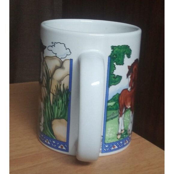 Vintage Coffee Mug 1995 Clysdale Horses Farmyard Equestrian mug Busch Gardens - Picture 5 of 8